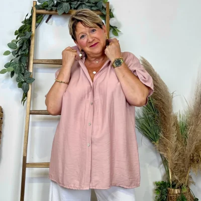 Z289- Chemise manches courtes (Gt) 🇮🇹 - rose-poudre - taille-unique-grande-taille