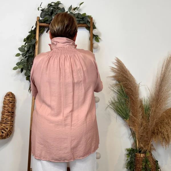 Z289- Chemise manches courtes (Gt) 🇮🇹 - rose-poudre - taille-unique-grande-taille