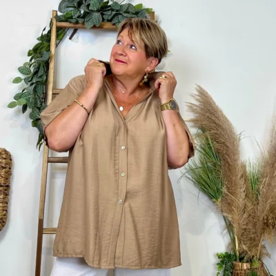 Z289- Chemise manches courtes (Gt) 🇮🇹 - taupe - taille-unique-grande-taille