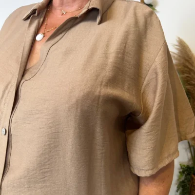Z289- Chemise manches courtes (Gt) 🇮🇹 - taupe - taille-unique-grande-taille