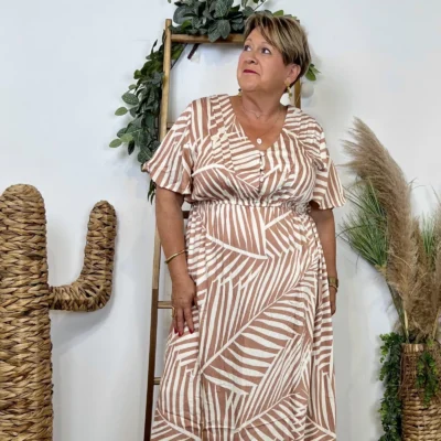 Z165-Robe longue Christy (T44-T52) - beige - 52