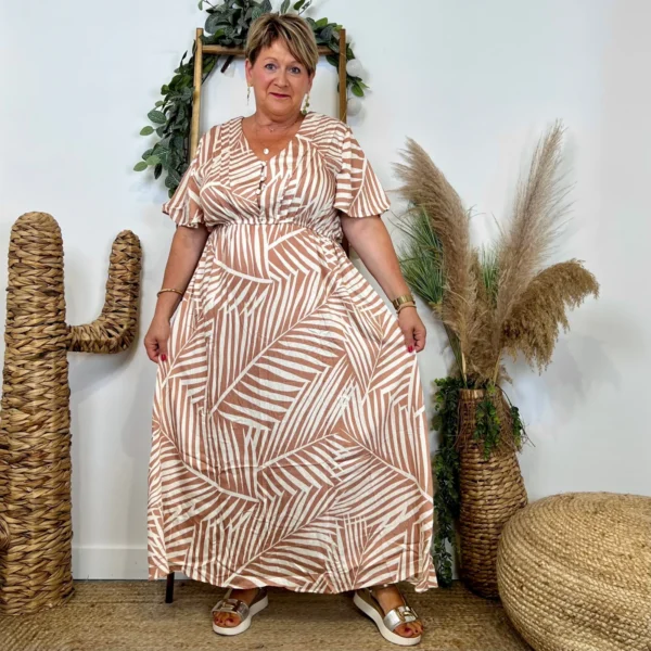 Z165-Robe longue Christy (T44-T52) - beige - 52