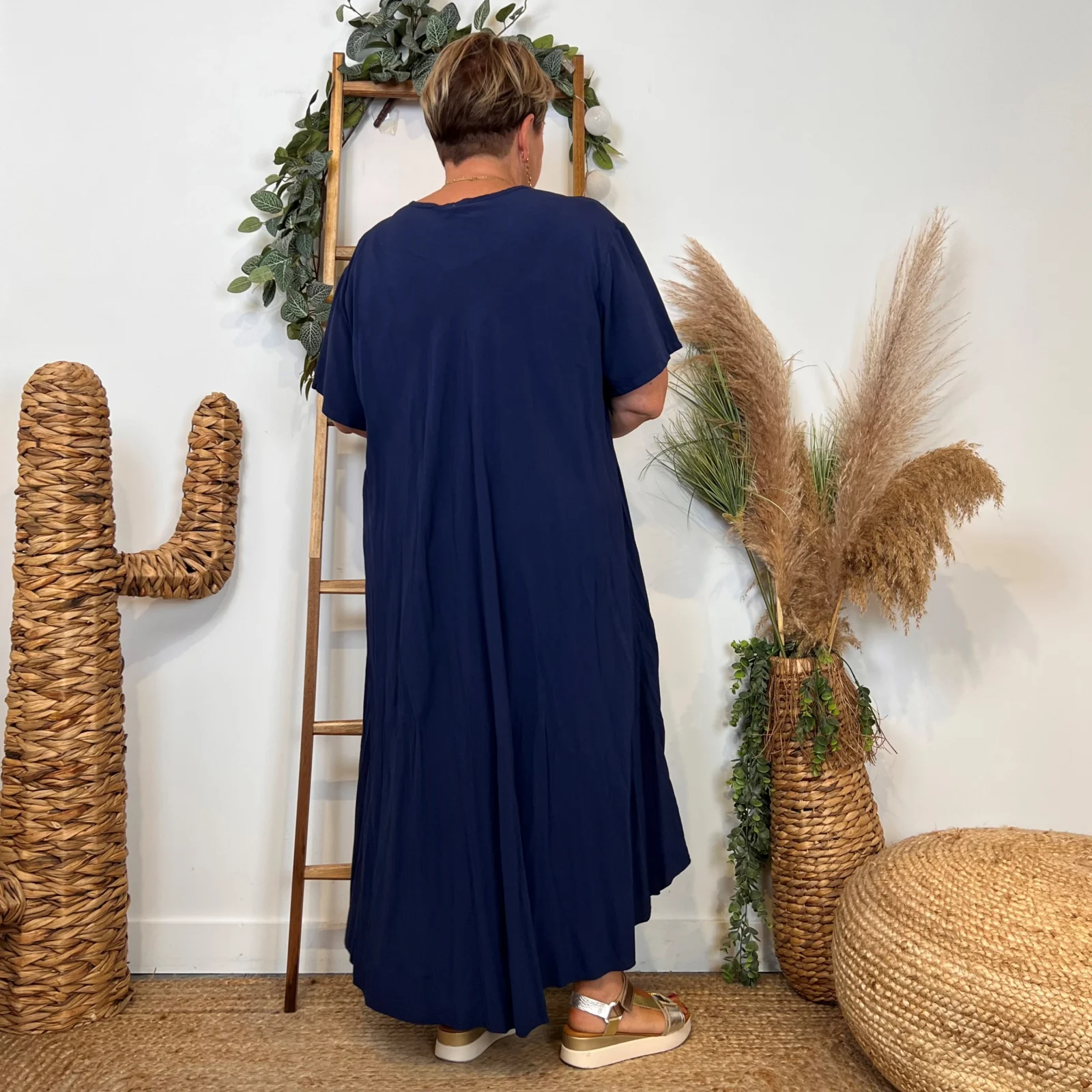 Z159- Robe longue Fluide 🇮🇹 - marine - taille-unique-grande-taille