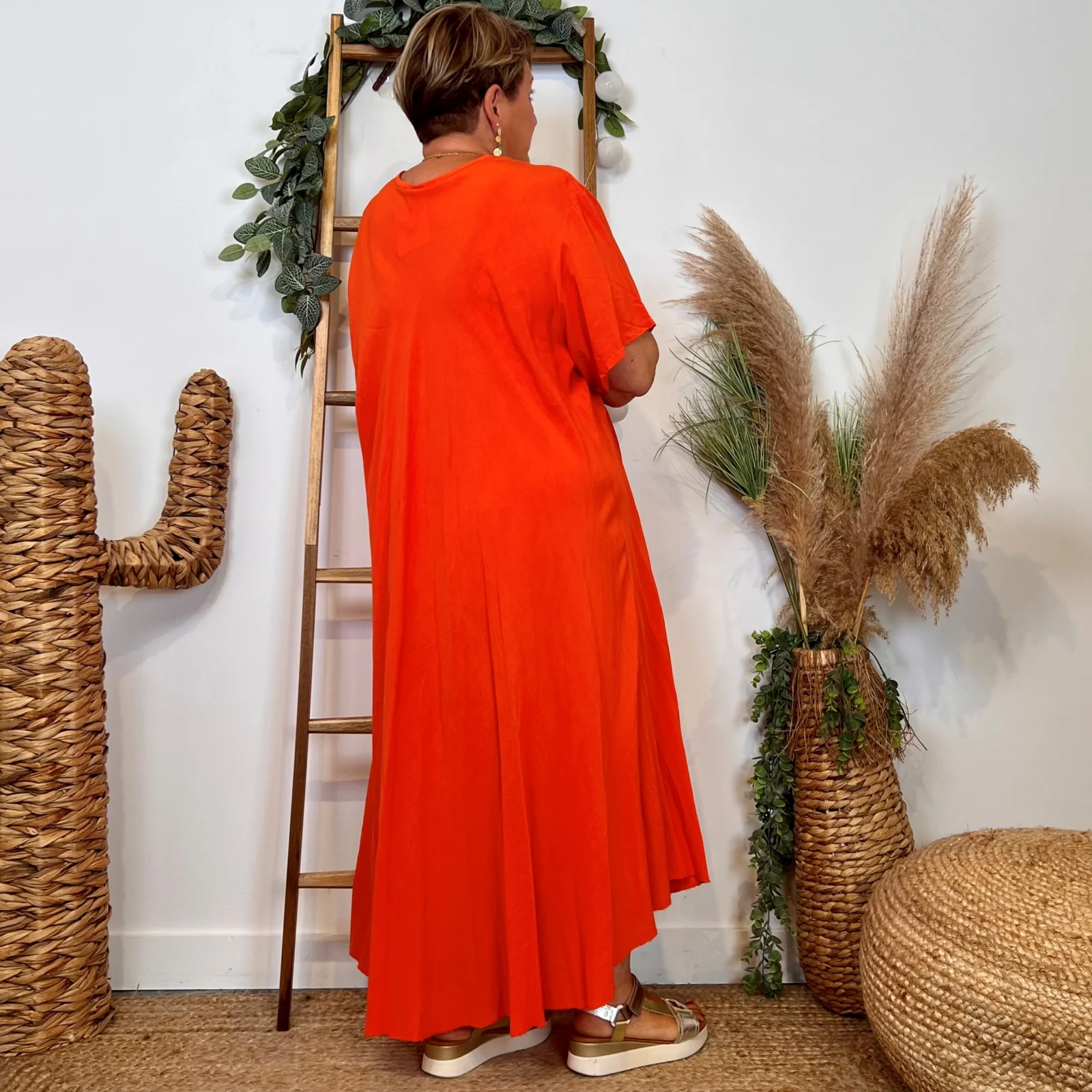 Z159- Robe longue Fluide 🇮🇹 - orange - taille-unique-grande-taille