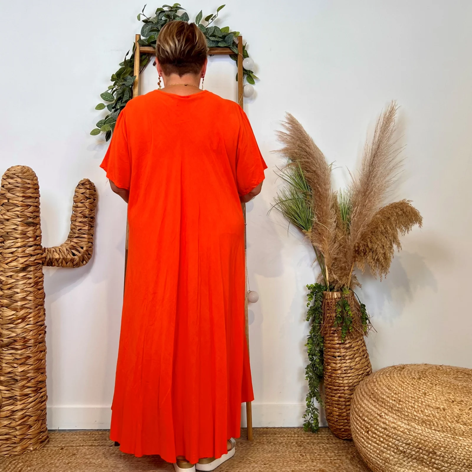 Z159- Robe longue Fluide 🇮🇹 - orange - taille-unique-grande-taille