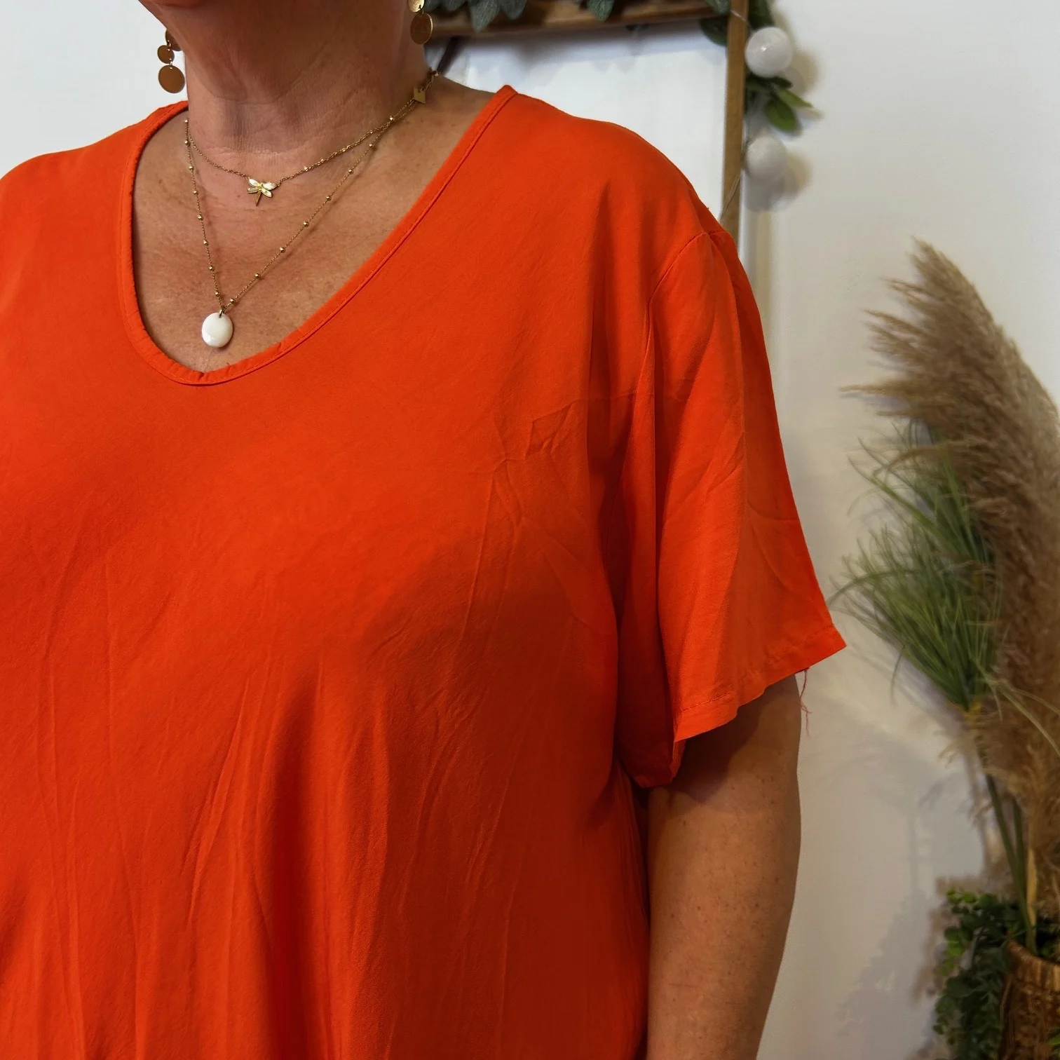 Z159- Robe longue Fluide 🇮🇹 - orange - taille-unique-grande-taille
