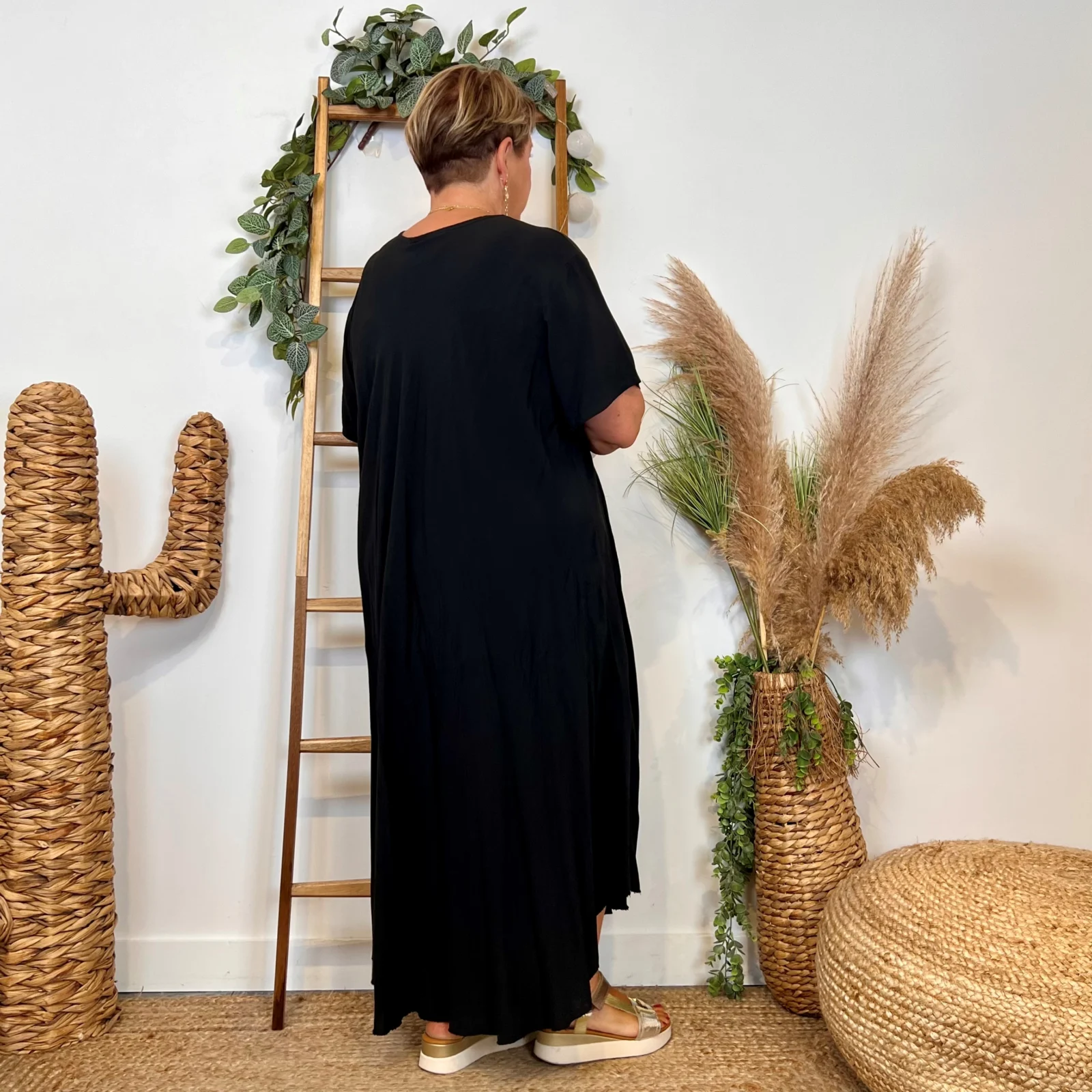 Z159- Robe longue Fluide 🇮🇹 - noir - taille-unique-grande-taille