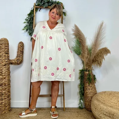 K142 - Robe-Short Imprimée (T40-T48) - ecru - 48