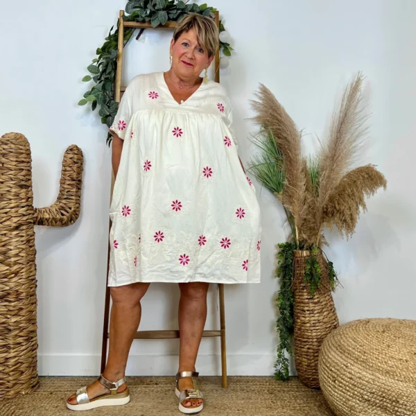 K142 - Robe-Short Imprimée (T40-T48) - ecru - 48