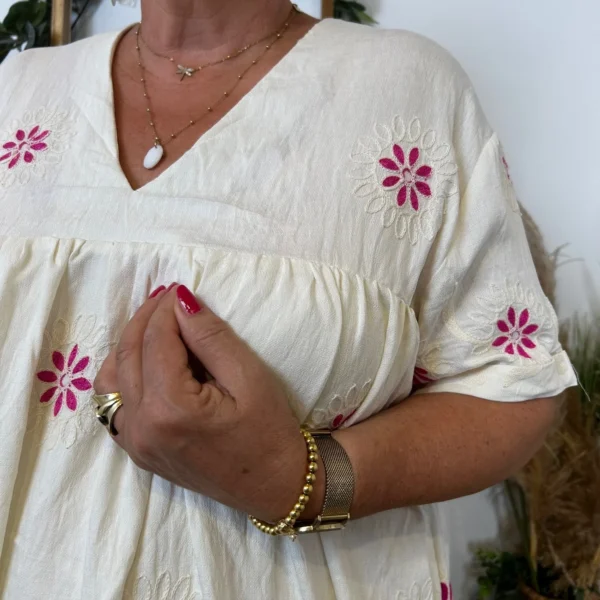 K142 - Robe-Short Imprimée (T40-T48) - ecru - 48