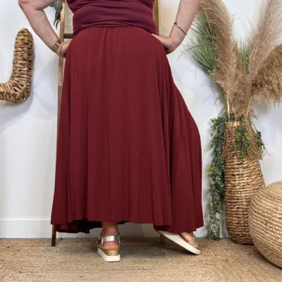 Z978- Jupe Fluide élastiquée 🇮🇹 - bordeaux - taille-unique-grande-taille