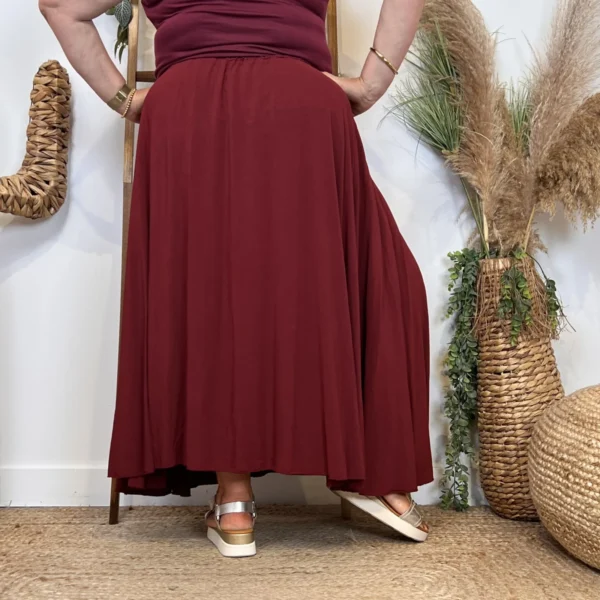 Z978- Jupe Fluide élastiquée 🇮🇹 - bordeaux - taille-unique-grande-taille