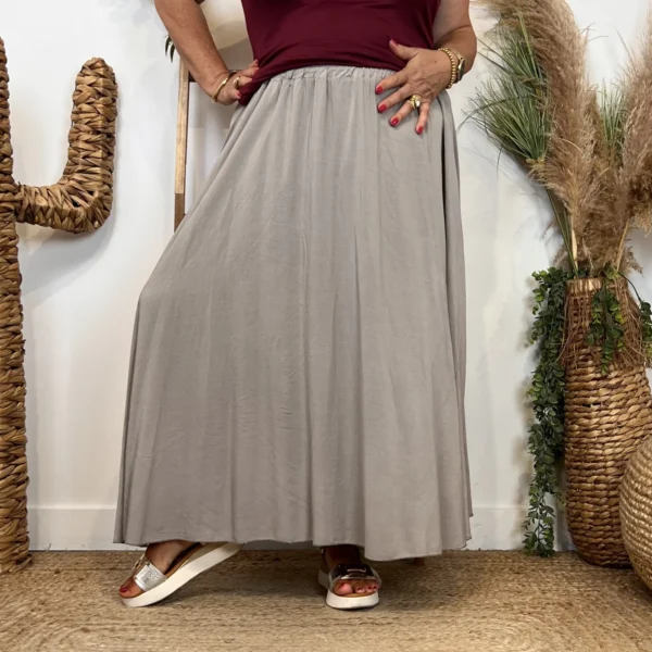 Z978- Jupe Fluide élastiquée 🇮🇹 - taupe - taille-unique-grande-taille