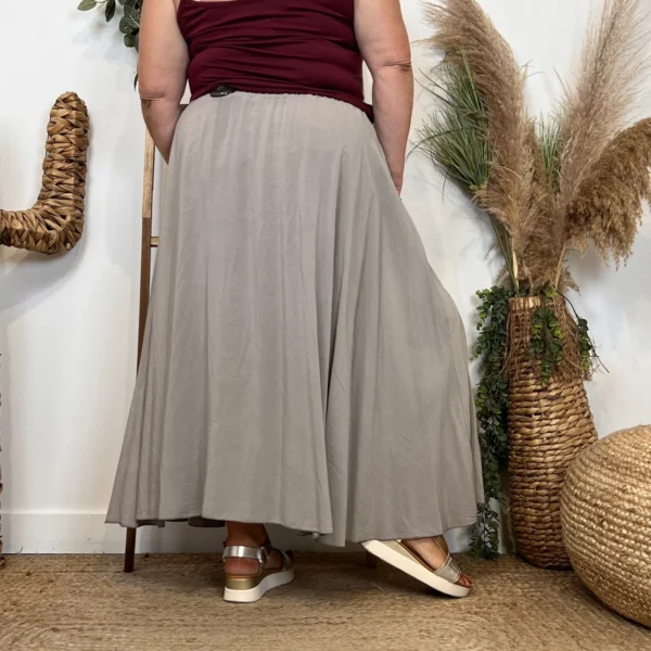 Z978- Jupe Fluide élastiquée 🇮🇹 - taupe - taille-unique-grande-taille