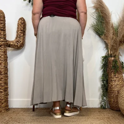 Z978- Jupe Fluide élastiquée 🇮🇹 - taupe - taille-unique-grande-taille