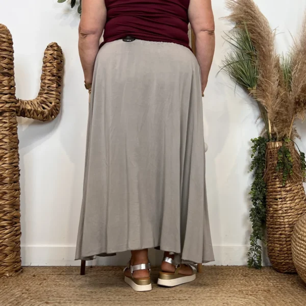 Z978- Jupe Fluide élastiquée 🇮🇹 - taupe - taille-unique-grande-taille