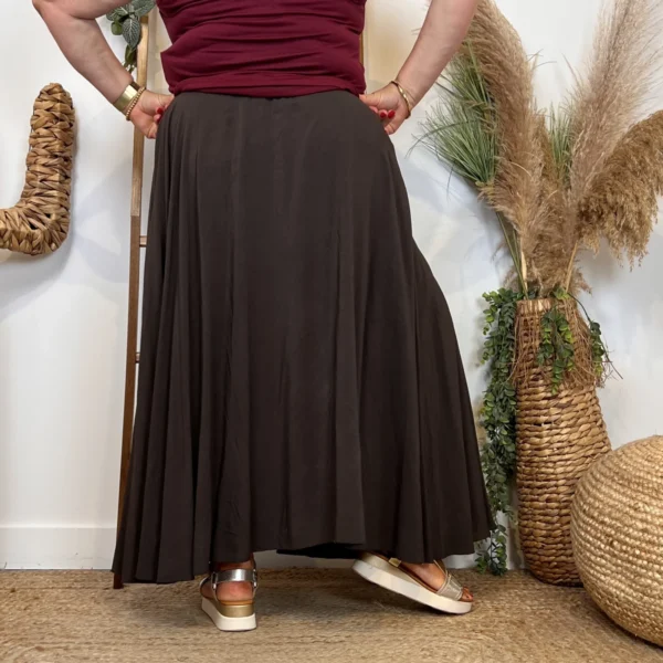 Z978- Jupe Fluide élastiquée 🇮🇹 - marron - taille-unique-grande-taille