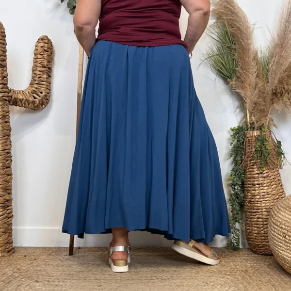 Z978- Jupe Fluide élastiquée 🇮🇹 - bleu-canard - taille-unique-grande-taille