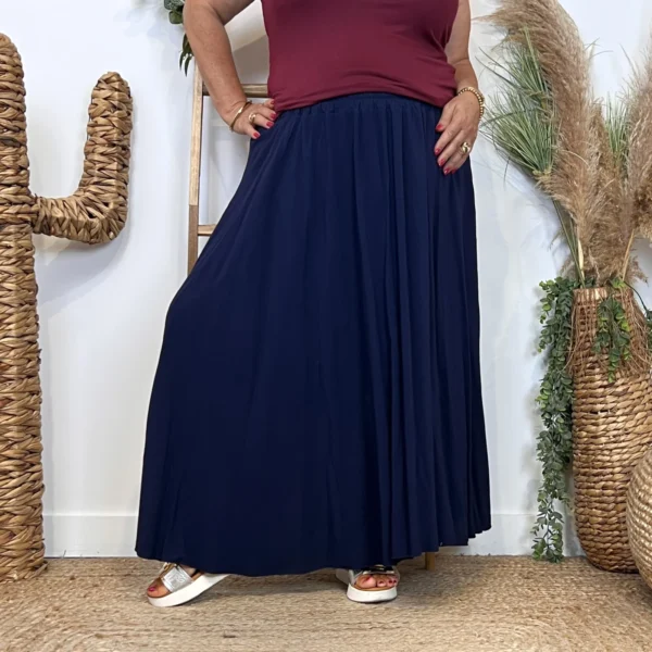 Z978- Jupe Fluide élastiquée 🇮🇹 - marine - taille-unique-grande-taille
