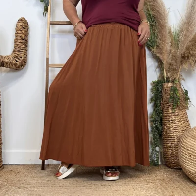 Z978- Jupe Fluide élastiquée 🇮🇹 - rouille - taille-unique-grande-taille