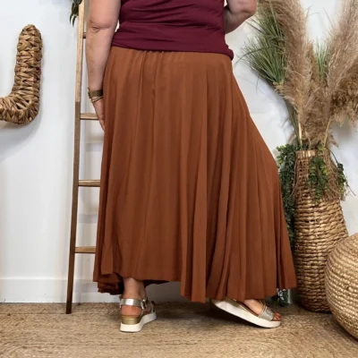 Z978- Jupe Fluide élastiquée 🇮🇹 - rouille - taille-unique-grande-taille