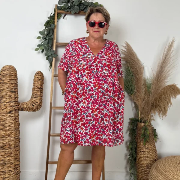 K132 - Robe-short Maelle Liberty - rouge - 48