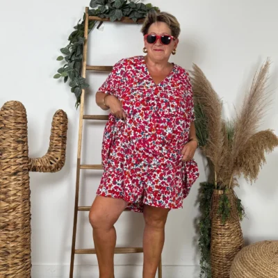 K132 - Robe-short Maelle Liberty - rouge - 48