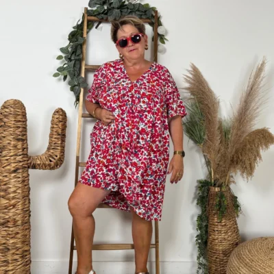 K132 - Robe-short Maelle Liberty - rouge - 48