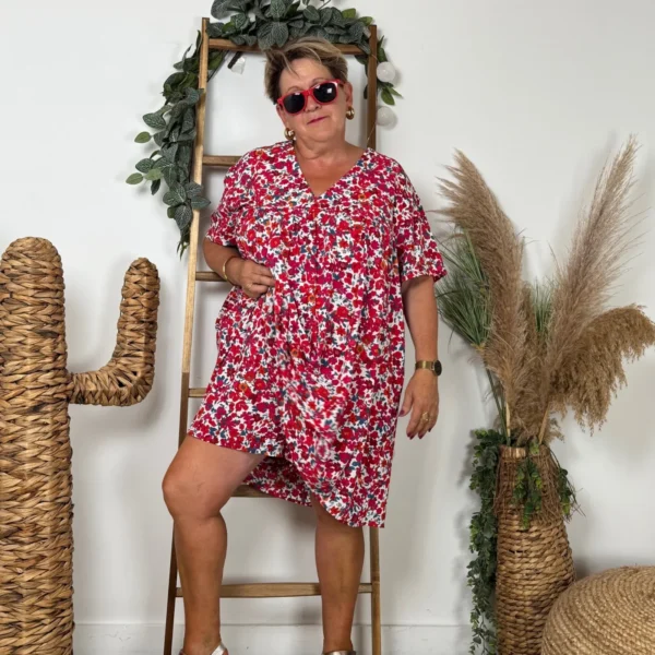 K132 - Robe-short Maelle Liberty - rouge - 48