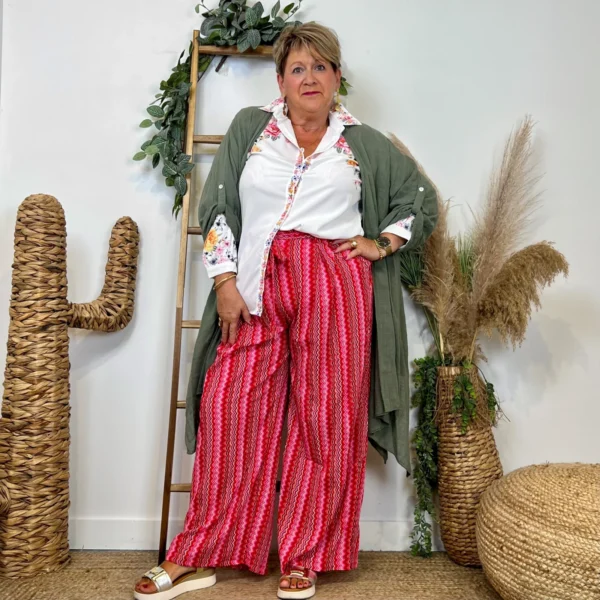 Z759- Chemisier satiné imprimé (T44-T52) - fuchsia - 52