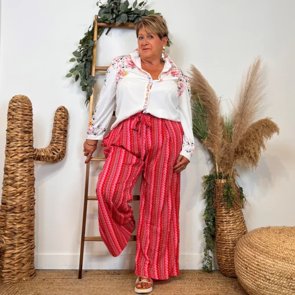 Z759- Chemisier satiné imprimé (T44-T52) - fuchsia - 52