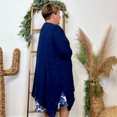 Z145- Veste Coton Lin (Gt) 🇮🇹 - marine - taille-unique-grande-taille