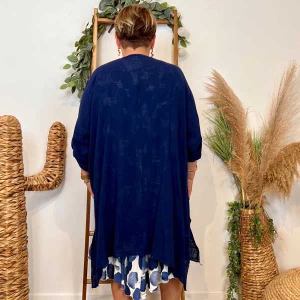 Z145- Veste Coton Lin (Gt) 🇮🇹 - marine - taille-unique-grande-taille