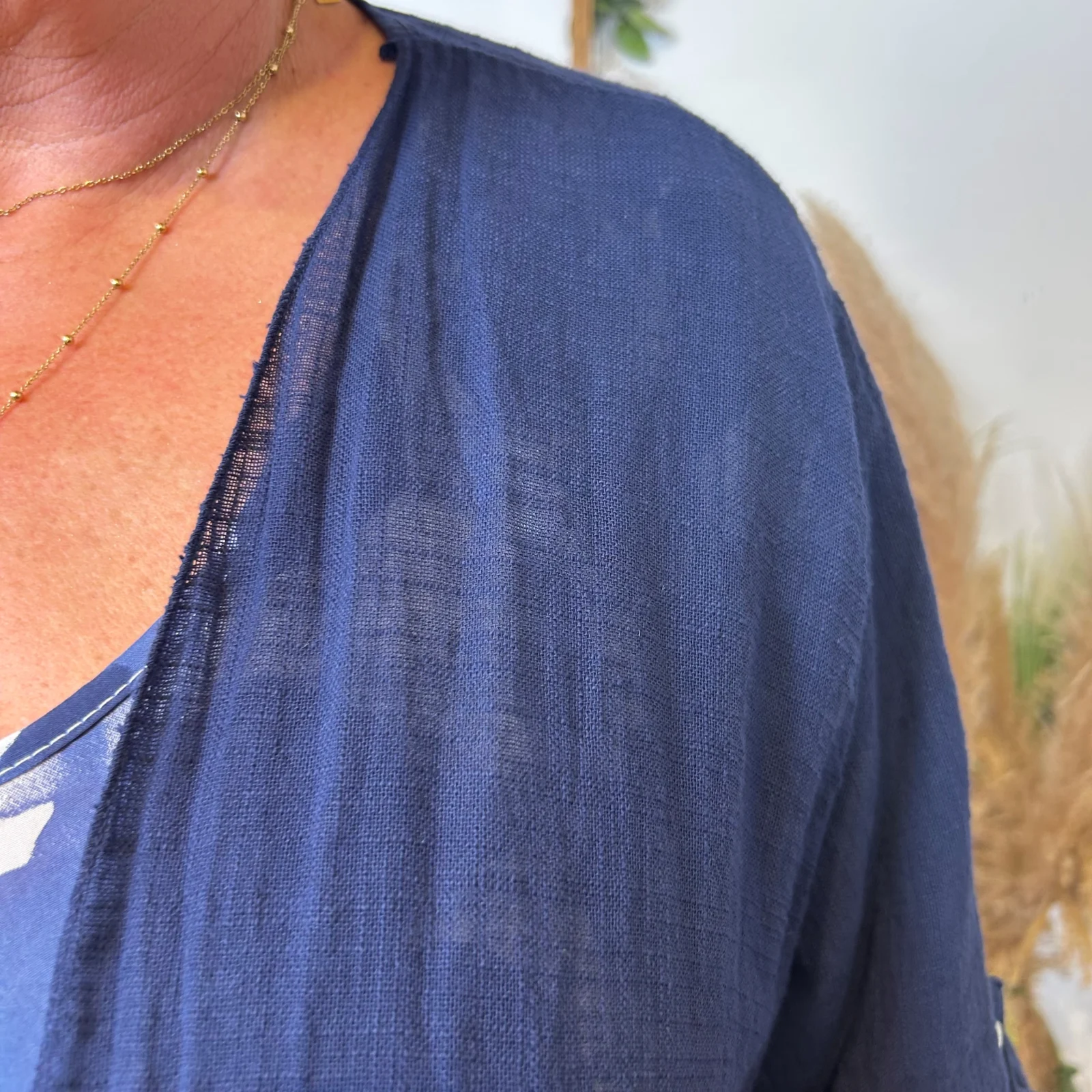 Z145- Veste Coton Lin (Gt) 🇮🇹 - marine - taille-unique-grande-taille