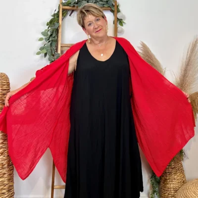 Z145- Veste Coton Lin (Gt) 🇮🇹 - rouge - taille-unique-grande-taille