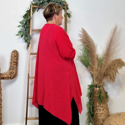 Z145- Veste Coton Lin (Gt) 🇮🇹 - rouge - taille-unique-grande-taille