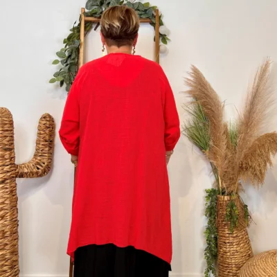 Z145- Veste Coton Lin (Gt) 🇮🇹 - rouge - taille-unique-grande-taille