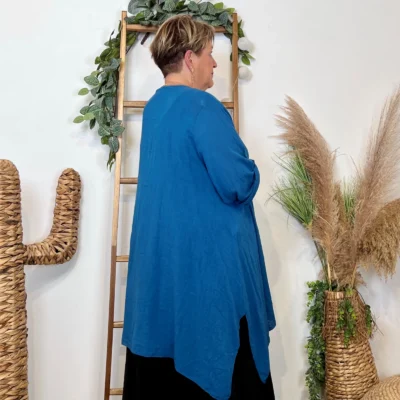 Z145- Veste Coton Lin (Gt) 🇮🇹 - bleu-canard - taille-unique-grande-taille