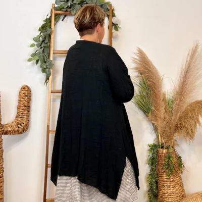 Z145- Veste Coton Lin (Gt) 🇮🇹 - noir - taille-unique-grande-taille