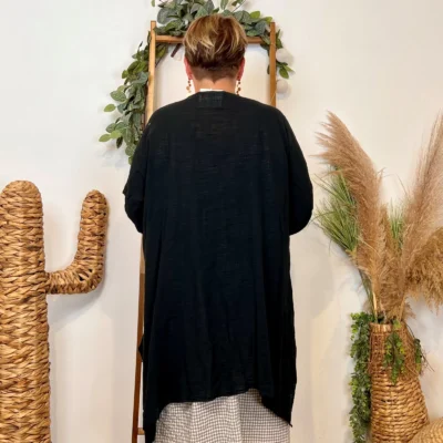 Z145- Veste Coton Lin (Gt) 🇮🇹 - noir - taille-unique-grande-taille