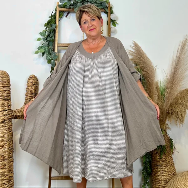 Z145- Veste Coton Lin (Gt) 🇮🇹 - taupe - taille-unique-grande-taille