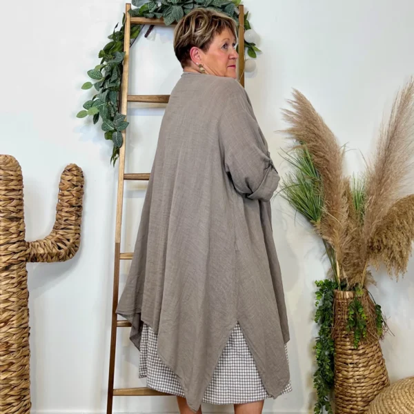 Z145- Veste Coton Lin (Gt) 🇮🇹 - taupe - taille-unique-grande-taille