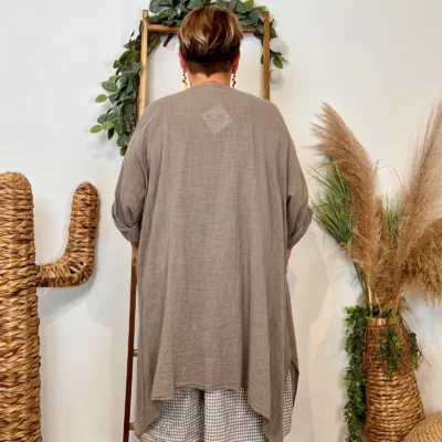 Z145- Veste Coton Lin (Gt) 🇮🇹 - taupe - taille-unique-grande-taille