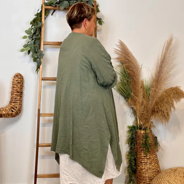 Z145- Veste Coton Lin (Gt) 🇮🇹 - kaki - taille-unique-grande-taille
