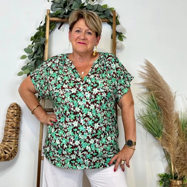 Z747- Top Christy Fleuri (T44-T52) đ - vert - 52