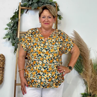 Z747- Top Christy Fleuri (T44-T52) 💐 - orange - 52