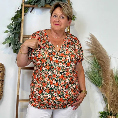 Z747- Top Christy Fleuri (T44-T52) đ - rouge - 52