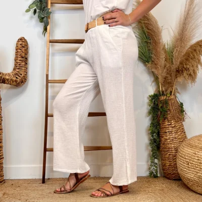L784- Pantalon gaze de coton (TU) - blanc - taille-unique