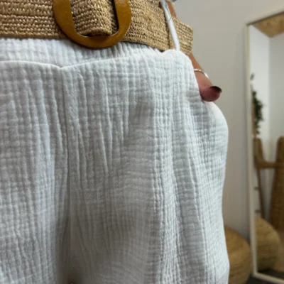 L784- Pantalon gaze de coton (TU) - blanc - taille-unique
