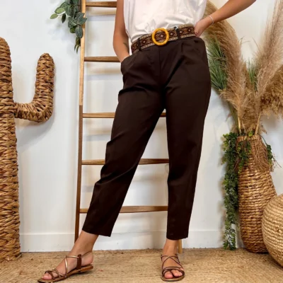 L750- Pantalon fuseau (TU) - marron - taille-unique